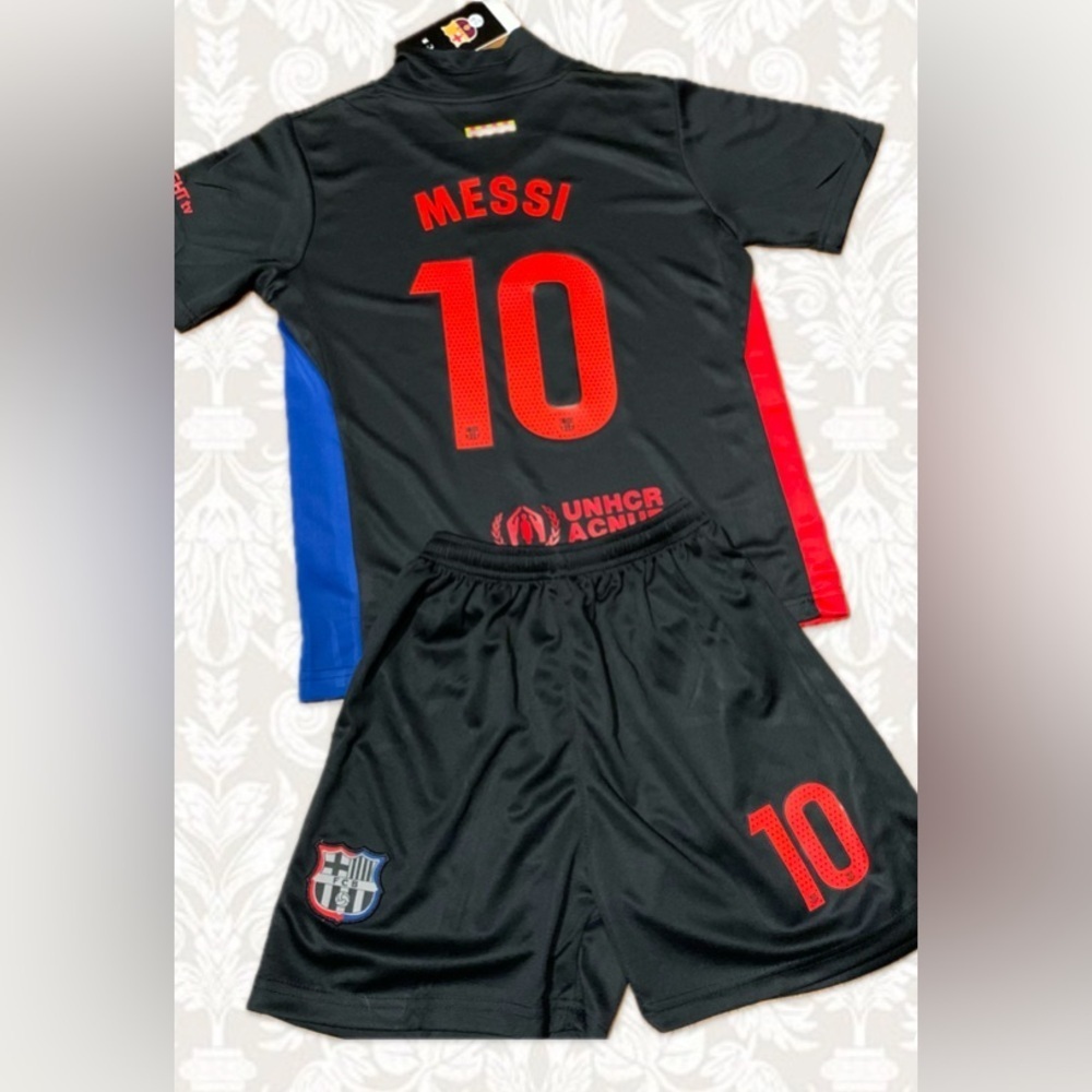 Messi Soccer Jersey Black Youth Medium Size 26 New Barcelona Soccer Jersey Kit - Picture 4 of 5